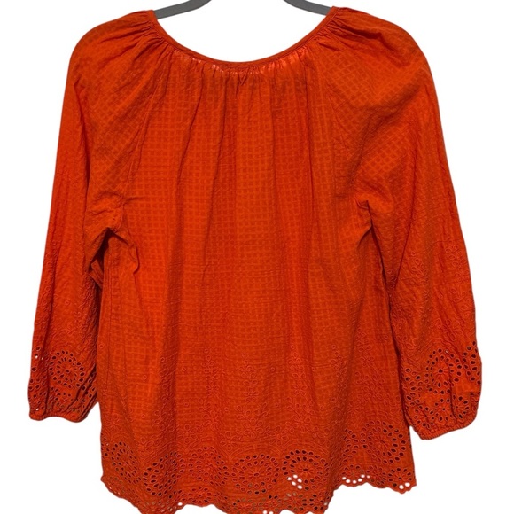 Soft Surroundings W’s Orange Top Eyelet Hem, 100% cotton size Petite Medium - Picture 7 of 8